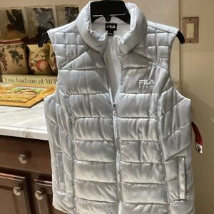 Fila Metallic Silver Quilted Vest